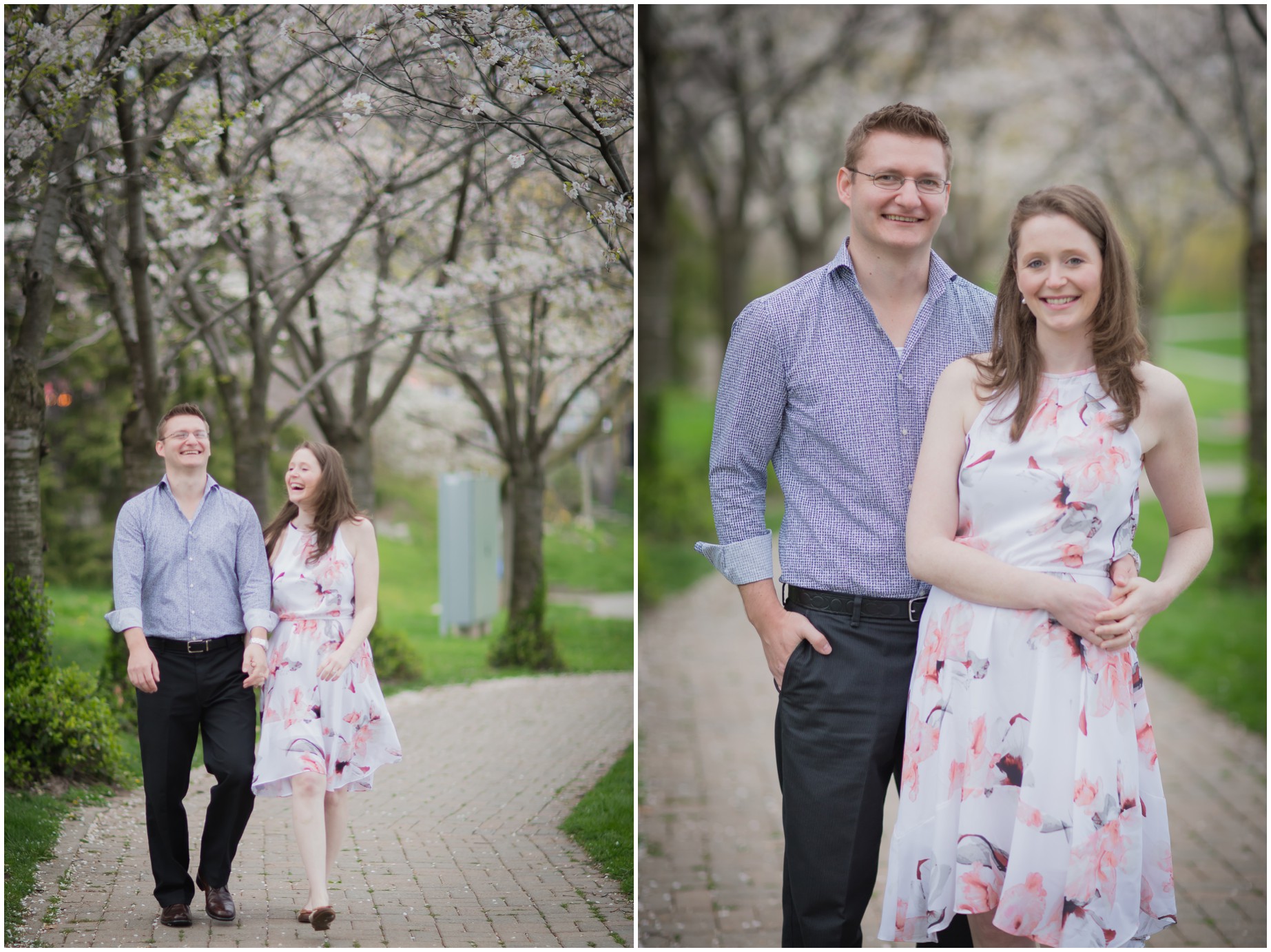 spencer smith park engagement shoot spring blossoms