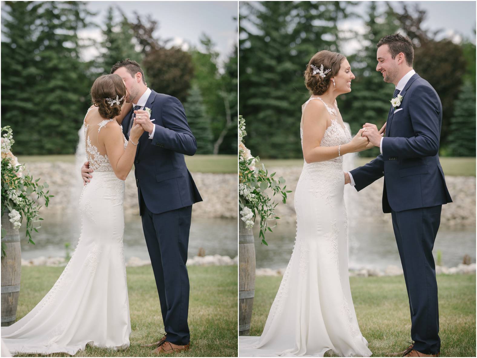 outdoor wedding first kiss