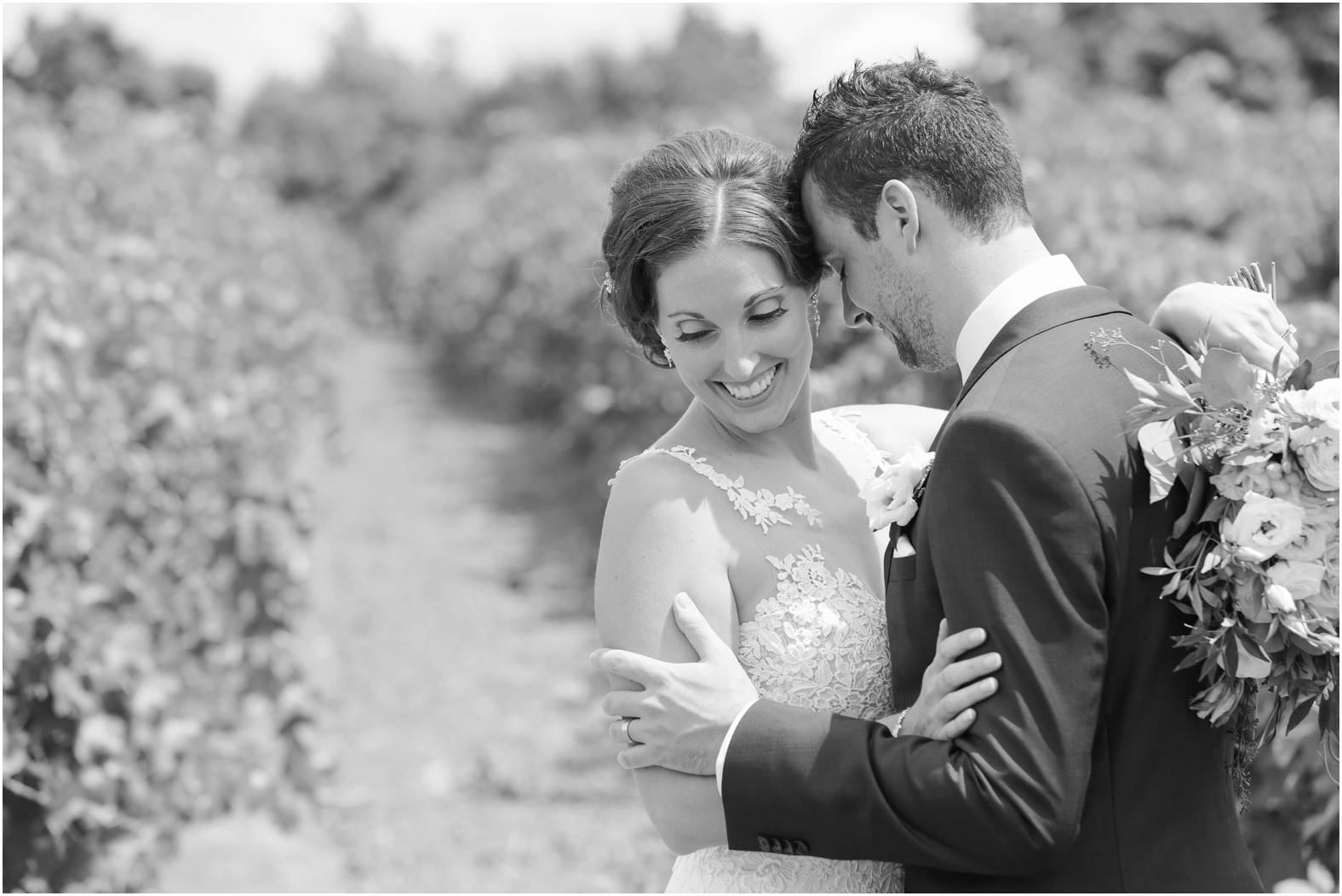 black and white bride and groom porttait