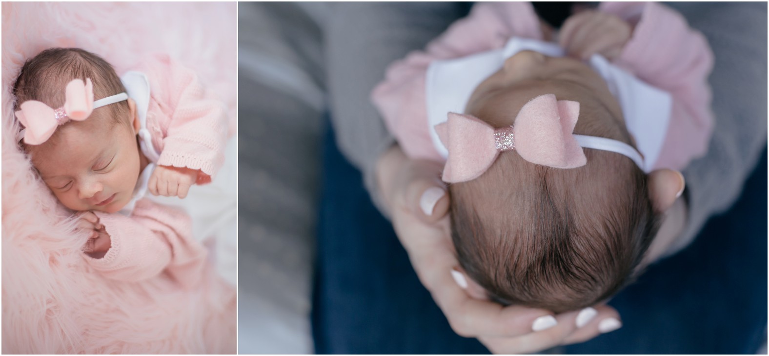 Pink bow headband for newborn photography