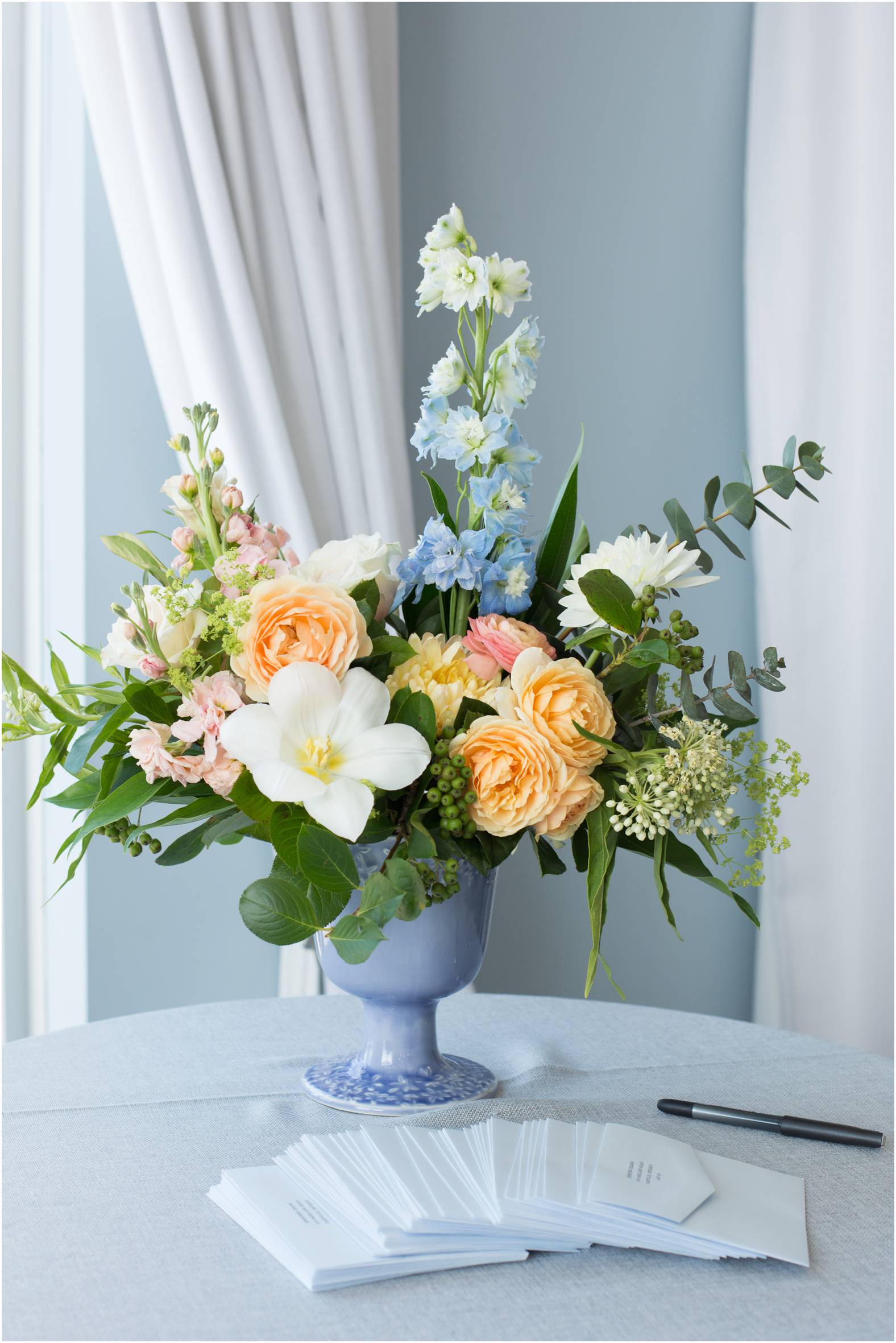 spring floral arrangement for bridal shower brunch