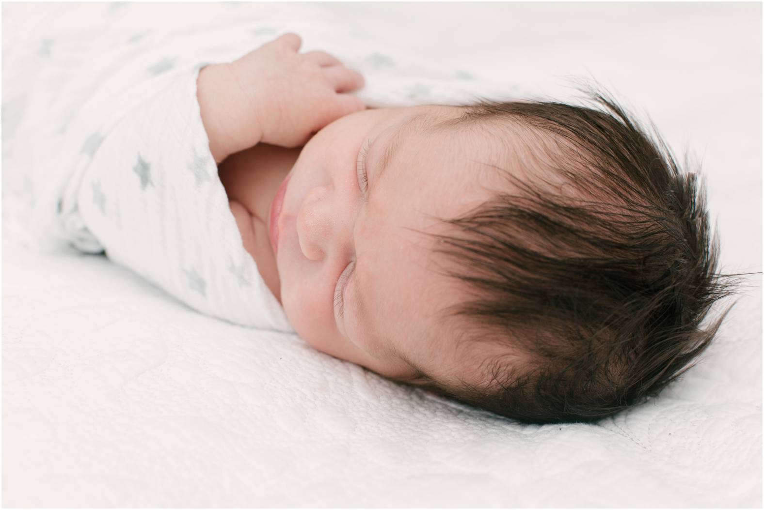 newborn baby boy with lots of dark hair