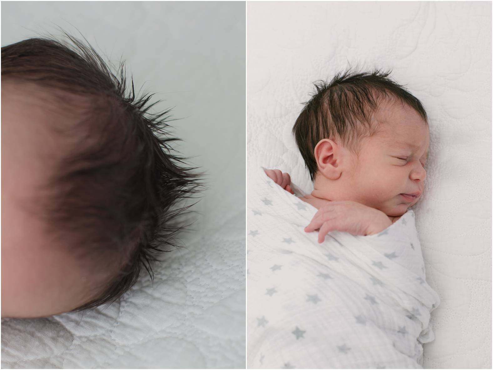 newborn baby boy with lots of dark hair